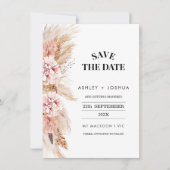Blush Floral Boho Pampas Grass Save the Date Karte (Vorderseite)