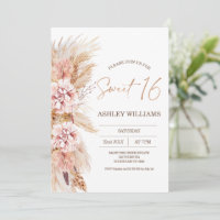 Blush Floral Boho Pampas Grass Sweet 16 Geburtstag