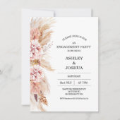Blush Floral Boho Pampas Grass Verlobung Einladung (Vorderseite)