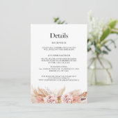Blush Floral Boho Pampas Wedding Details Card Einladung (Stehend Vorderseite)