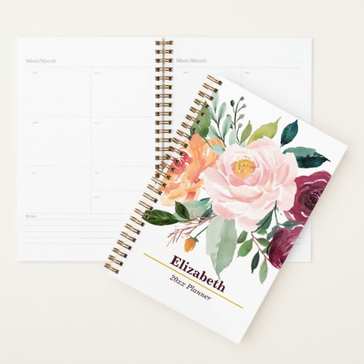Blush Floral Boho Peony Jahr Monatswochenplan Planer (Anzeige)