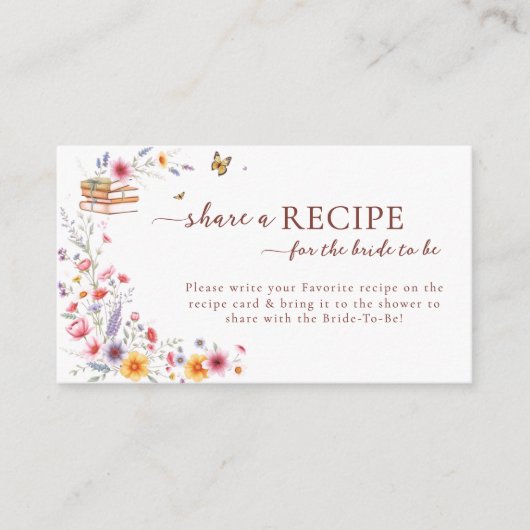 Blush Floral Bookstore Brautparty Rezept Karte (Vorderseite)
