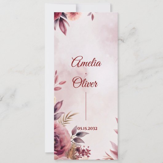 Blush Floral Botanical Wedding Ceremony Program Einladung (Vorderseite)