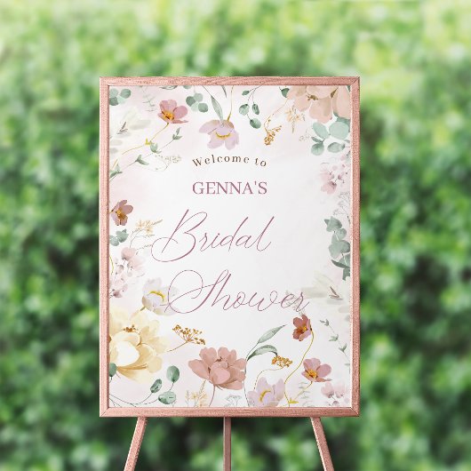 Blush Floral Brautparty Begrüßungszeichen Poster