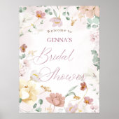Blush Floral Brautparty Begrüßungszeichen Poster (Vorne)
