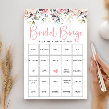 Blush Floral Brautparty Bingo Game Card
