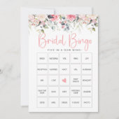 Blush Floral Brautparty Bingo Game Card Einladung (Vorderseite)
