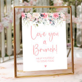 Blush Floral Brautparty Brunch Zeichen Poster