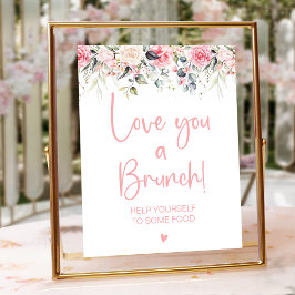 Blush Floral Brautparty Brunch Zeichen Poster