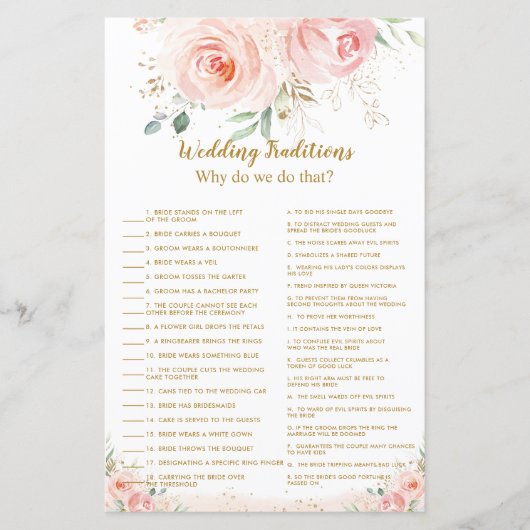 Blush Floral Brautparty Hochzeiten Traditionen Spi (Vorderseite)