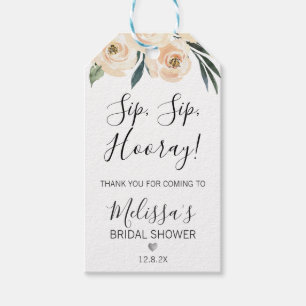 Blush Floral Brautparty Sip Hooray Tag Geschenkanhänger