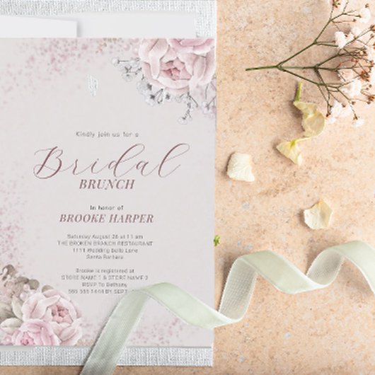 Blush Floral Bridal Brunch Einladung