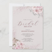 Blush Floral Bridal Brunch Einladung (Vorderseite)