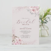 Blush Floral Bridal Brunch Einladung (Stehend Vorderseite)