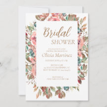 Blush Floral Bridal Shower Invitation 