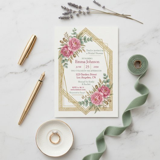 Blush Floral Bridal Shower Invitation Einladung