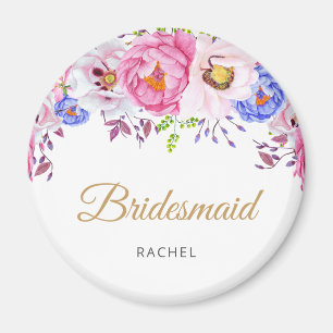 Blush Floral Bridesmaid Name Magnet