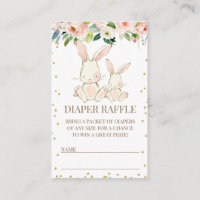 Blush Floral Bunnies Babyduschkarte
