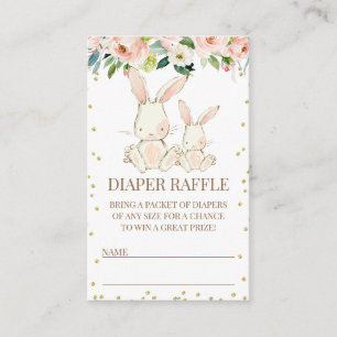 Blush Floral Bunnies Babyduschkarte Visitenkarte