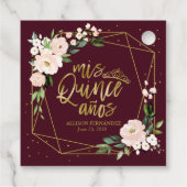 Blush Floral Burgundy Quinceanera Geschenkanhänger (Rückseite)
