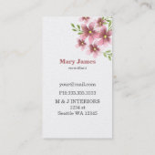 Blush Floral Business Cards Visitenkarte (Rückseite)