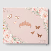 Blush Floral Butterfett Rose Gold Quince XV Foto Gästebuch (Rückseite)