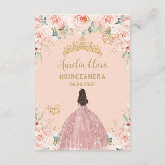 Blush Floral Butterfliegen Quinceañera Gebet Card Begleitkarte (Rückseite)