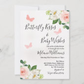 Blush Floral Butterfly Babydusche Einladung (Vorderseite)