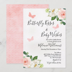 Blush Floral Butterfly Babydusche Einladung