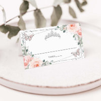 Blush Floral Butterfly Silver Quinceañera Geburtst