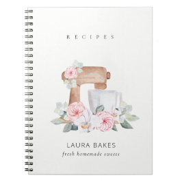 Blush Floral Cake Mixer Bäckerei Catering Rezept Notizblock