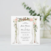 Blush Floral Canopy Hochzeit Einladung (Stehend Vorderseite)