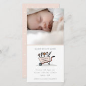 Blush Floral Cart Foto Baby Birth Ankündigung (Vorne/Hinten)