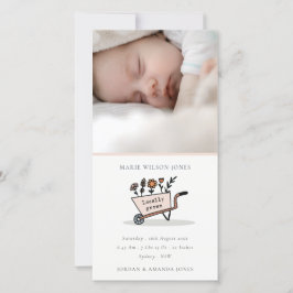Blush Floral Cart Foto Baby Birth Ankündigung