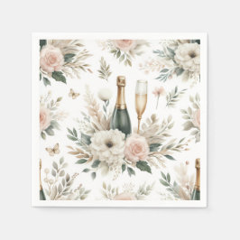 Blush Floral Champagne Napkins Serviette