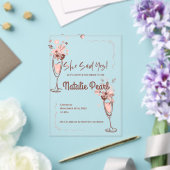 Blush Floral Champagne She Said Yes Bridal Shower Acryleinladungen (In Situ (Hochzeit))