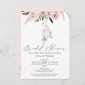 Blush Floral Champagner Brautparty Einladung (Vorne/Hinten)