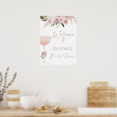 Blush Floral Champagner Brautparty Herzlich willko Poster (Küche)