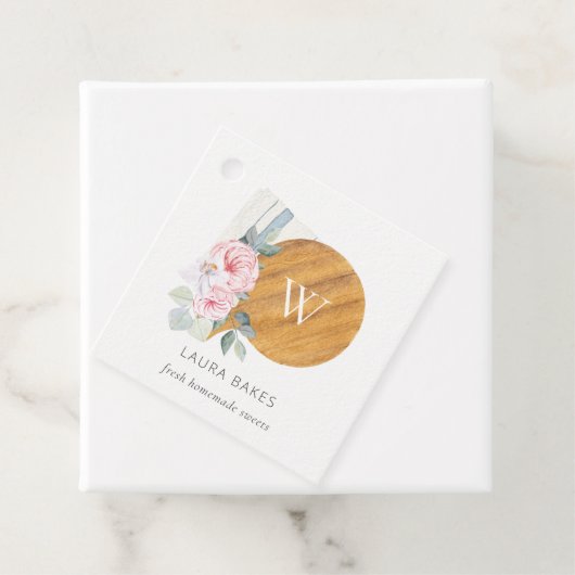 Blush Floral Chopping Board Napkin Catering Geschenkanhänger (Beispiel)