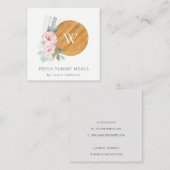 Blush Floral Chopping Board Napkin Catering Quadratische Visitenkarte (Vorne/Hinten)