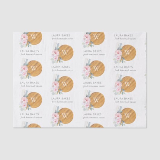 Blush Floral Chopping Board Napkin Catering Seidenpapier (Vorderseite)