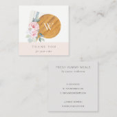 Blush Floral Chopping Board Napkin Vielen Dank Quadratische Visitenkarte (Vorne/Hinten)