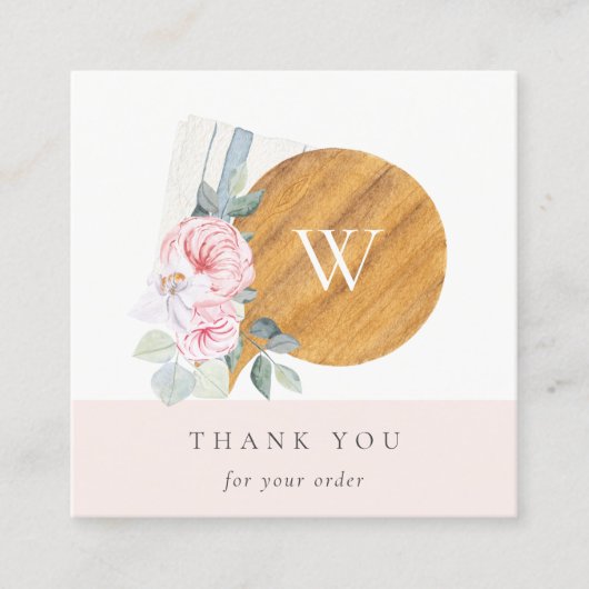 Blush Floral Chopping Board Napkin Vielen Dank Quadratische Visitenkarte (Vorderseite)