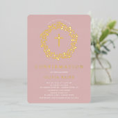 Blush Floral Confirmation Foil Einladung (Stehend vorne)
