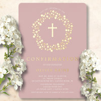 Blush Floral Confirmation Foil Einladung