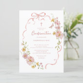 Blush Floral Confirmation Invitation Einladung (Stehend Vorderseite)