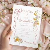 Blush Floral Confirmation Invitation Einladung