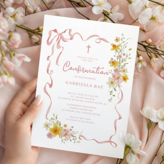 Blush Floral Confirmation Invitation Einladung
