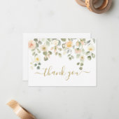 Blush Floral Danke Note Card Mitteilungskarte (Vorderseite/Rückseite Beispiel)