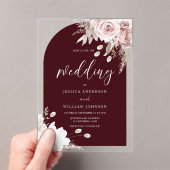 Blush Floral Deep Burgundy Arch Wedding Acryleinladungen (Insitu (Handheld))
